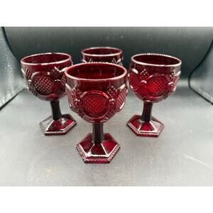 Vintage Avon Ruby Red 1876 Cape Cod Wine Goblets – Set of 4